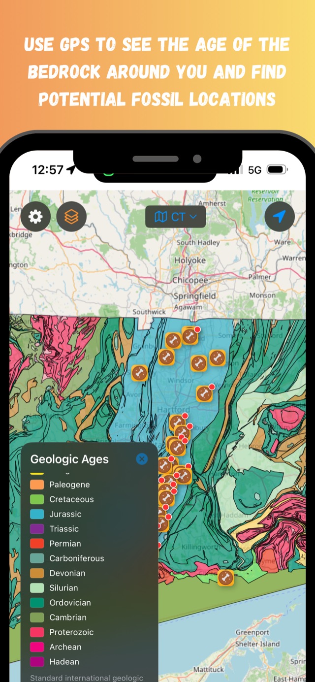 Geologic age color key matching the international time scale
